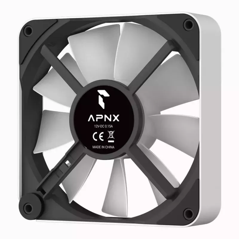 APNX FP2-120 PWM ARGB Gehäuselüfter, 120 mm, 500–1.800 U/min, 83,85 CFM, 34,8 dB, weiß