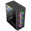Aerocool PRISMBKV3 PC-Gehäuse ATX Schwarz 4 Lüfter ARGB Frontseite Seite aus gehärtetem Glas