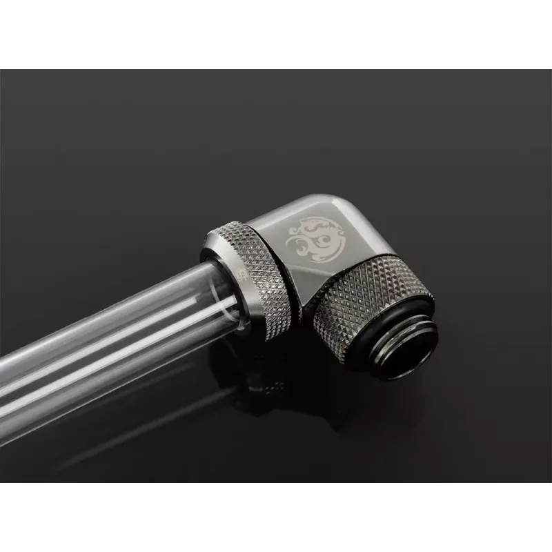 Bitspower Multi-Link Adapter 90°, G1/4 Außengewinde auf 12 mm AD Hardtube, drehbar, grau (BP-BSE90RML)