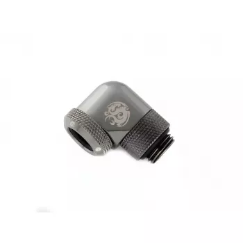 Bitspower Multi-Link Adapter 90°, G1/4 Außengewinde auf 12 mm AD Hardtube, drehbar, grau (BP-BSE90RML)