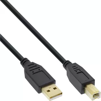 InLine 34510S USB-2.0-Kabel Typ A Stecker / Typ B Stecker, vergoldet, 1 m, Schwarz