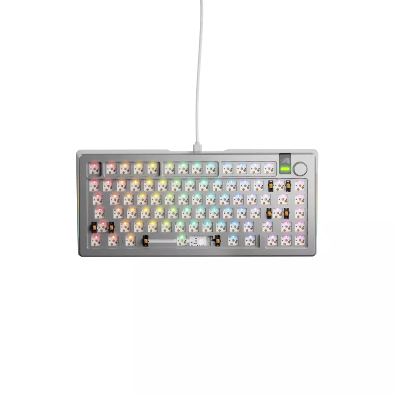 Glorious Gaming GMMK 3 PRO 75% Barebones Wired Silver - US, 75%, Kabelgebunden, USB, RGB LED, Silber