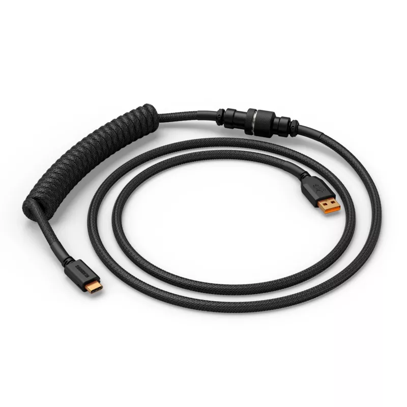Glorious Gaming Glorious GMMK Spiral-Kabel Phantom Schwarz, Schwarz, 1,4 m, 1 Stk., Glorious Gaming, USB Type-A, USB Type-C, Aviator