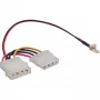 InLine Lüfter-Adapterkabel 3-polig Lüfter / 4-polig Netzteil 0,15 m, 3-polig, 2 x Molex (4-polig), 0,15 m, Mehrfarbig, 11 g, 100 mm