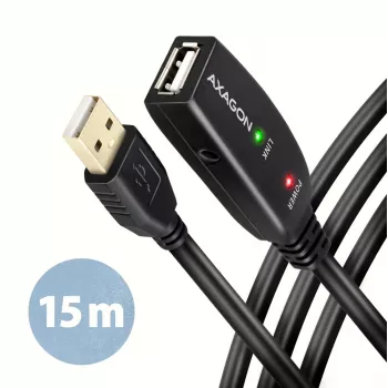 Axagon ADR-215 USB 2.0 A-M -> A-F aktives Verlängerungs-/Repeaterkabel 15 m
