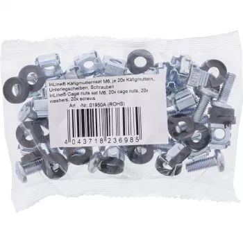 InLine Käfigmuttern-Set M6 20 Käfigmuttern + 20 Unterlegscheiben + 20 Schrauben