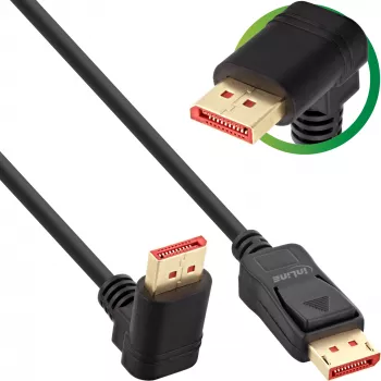 DisplayPort 1.4 Kabel InLine 17151O 8K4K Aufwärts gewinkelt Schwarz/Gold 1m