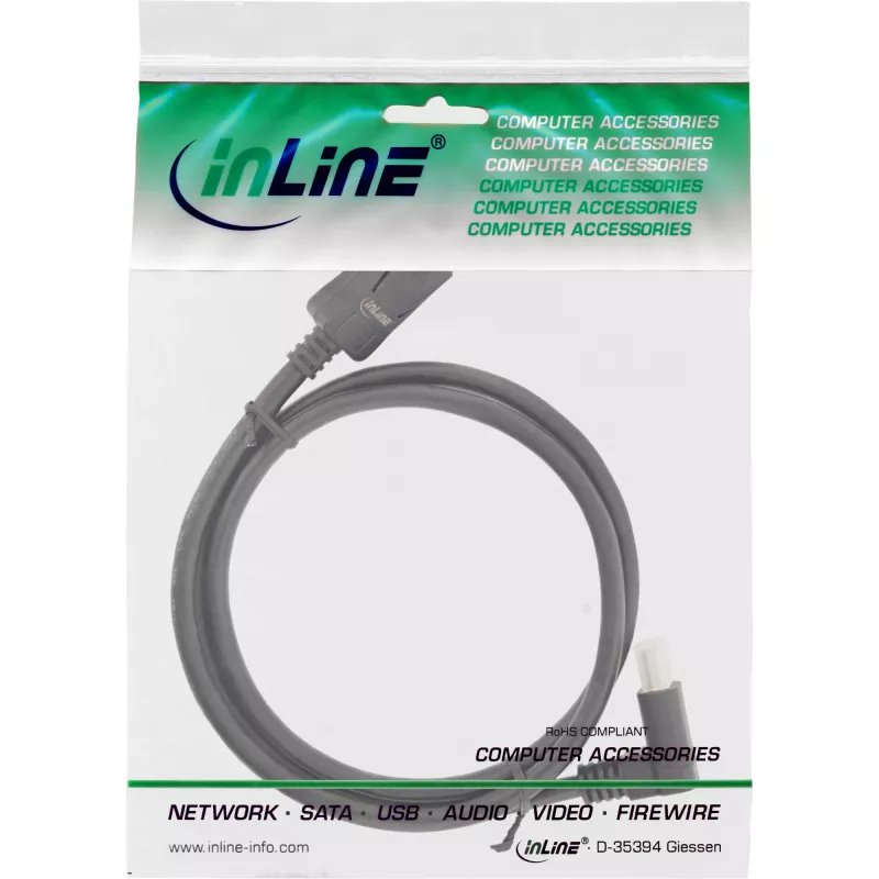 DisplayPort 1.4 Kabel InLine 17151O 8K4K Aufwärts gewinkelt Schwarz/Gold 1m