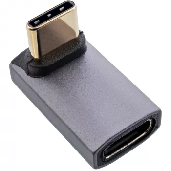 InLine USB4 Adapter, USB-C Stecker/Buchse gewinkelt hoch/runter, Aluminium, grau