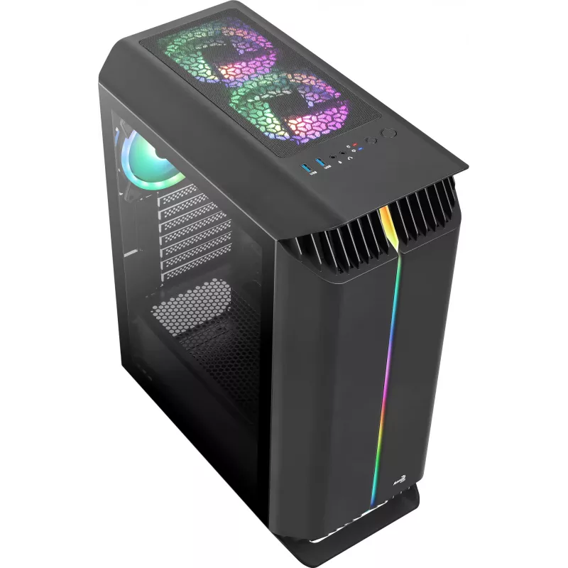 Aerocool GLADIATOR DUO ATX Gaming-Gehäuse 3x ARGB 12cm Lüfter, Midi Tower, PC, Schwarz, ATX, micro ATX, Mini-ITX, ABS, SPCC, Gaming