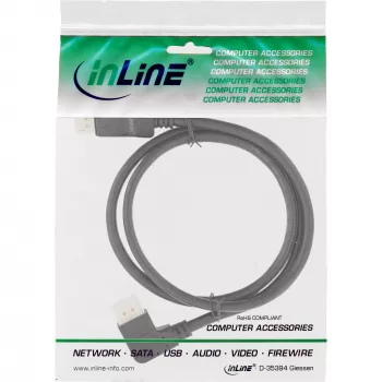 InLine DisplayPort 1.4 Kabel, 8K4K, links gewinkelt, schwarz/gold, 3 m
