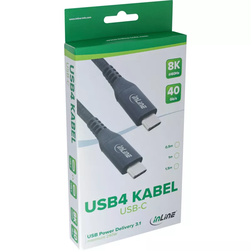 USB4-Kabel InLine 35901A 1m USB-C Stecker/Stecker 8K60Hz schwarz