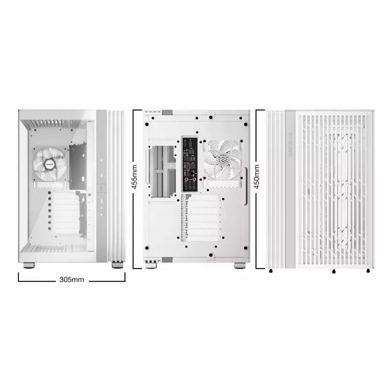 be quiet! Light Base 600 LX BGW68 Midi-Tower PC-Gehäuse, ATX, Seitenfenster aus gehärtetem Glas, ARGB, USB-C, Unterstützung für 360-mm-Radiator, weiß