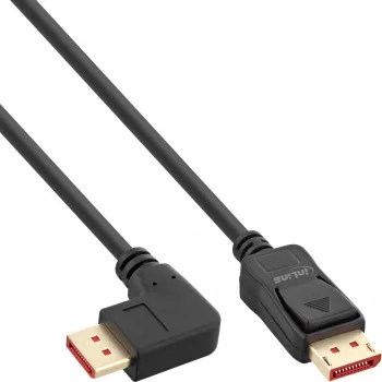 InLine DisplayPort 1.4 Kabel, 8K4K, rechtwinklig, schwarz/gold, 1 m