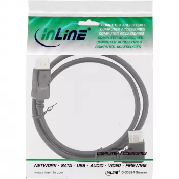 InLine DisplayPort 1.4 Kabel, 8K4K, rechtwinklig, schwarz/gold, 1 m