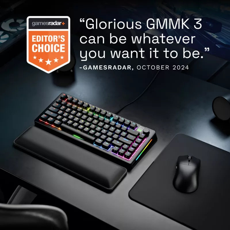 Glorious Gaming GMMK 3 PRO 75% Prebuilt Wired Schwarz - US, Kabelgebunden, USB, Mechanisch, QWERTY, RGB LED, Schwarz