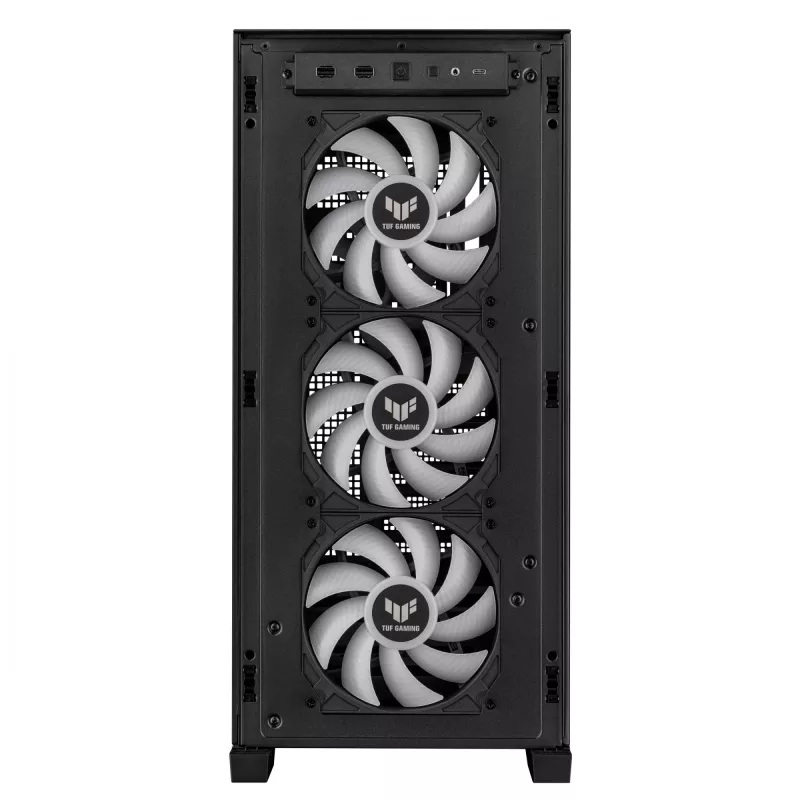 ASUS TUF Gaming GT302 ARGB 90DC00I0-B19000 Midi-Tower PC-Gehäuse, E-ATX, gehärtetes Glas, 4x 120-mm-ARGB-Lüfter, schwarz