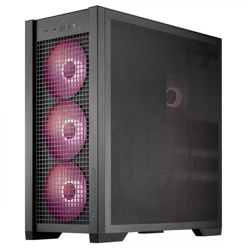 ASUS TUF Gaming GT302 ARGB 90DC00I0-B19000 Midi-Tower PC-Gehäuse, E-ATX, gehärtetes Glas, 4x 120-mm-ARGB-Lüfter, schwarz