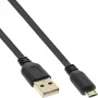 InLine Micro USB 2.0 Flachkabel USB A / Micro-B, schwarz / gold, 3m
