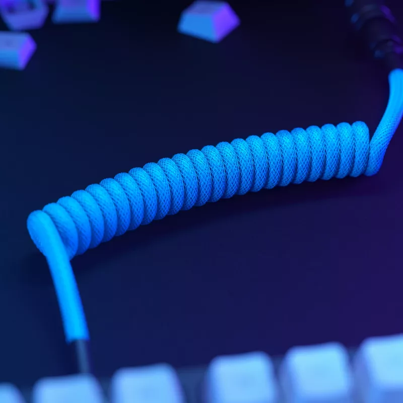 Glorious GMMK Coiled Cable Electric Blue Spiralkabel, USB-C auf USB-A