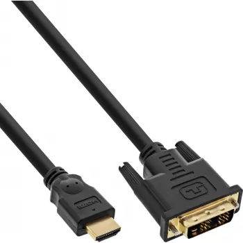InLine HDMI auf DVI Kabel, Stecker / 18+1 Stecker, vergoldet, 1 m