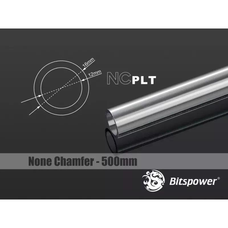 Bitspower BP-NCPLT16-L500 None Chamfer PETG-Verbindungsrohr, 16/12 mm, 50 cm, transparent
