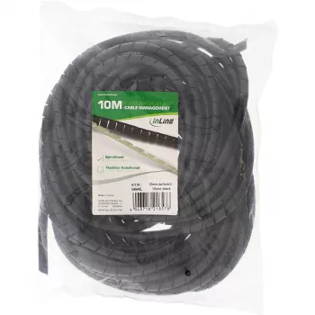 InLine Spiralwickelband 10 m, schwarz, 10 mm, Schwarz, 1 cm, 169 g, 200 mm, 210 mm, 50 mm