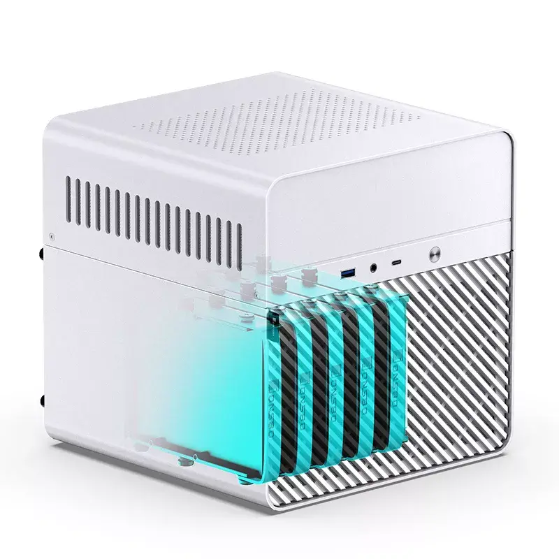 Jonsbo N2 Mini-ITX NAS-Gehäuse, Würfel, Aluminium/Stahl, weiß