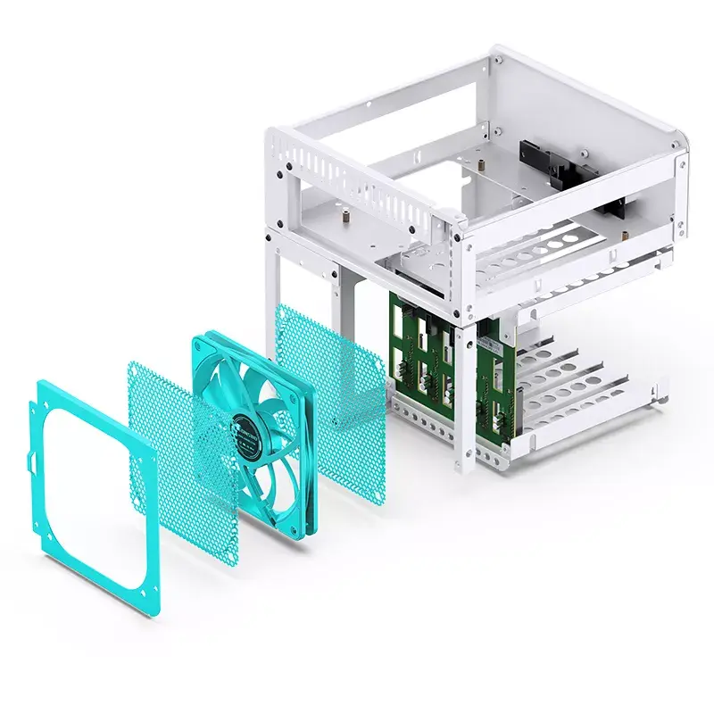 Jonsbo N2 Mini-ITX NAS-Gehäuse, Würfel, Aluminium/Stahl, weiß