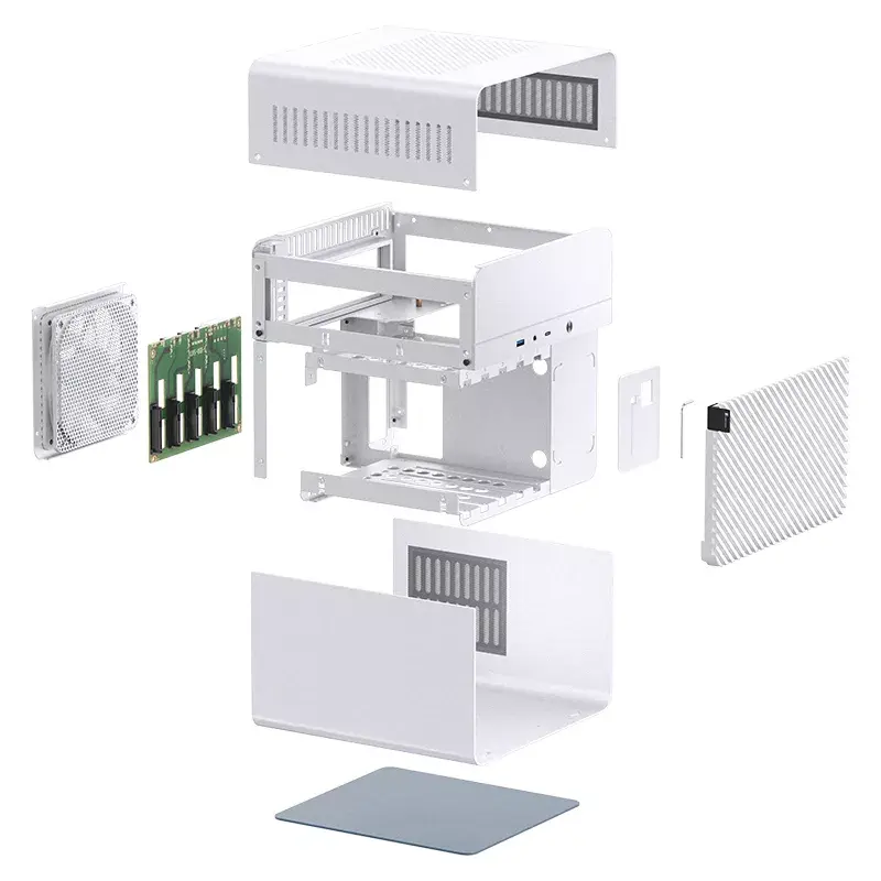Jonsbo N2 Mini-ITX NAS-Gehäuse, Würfel, Aluminium/Stahl, weiß