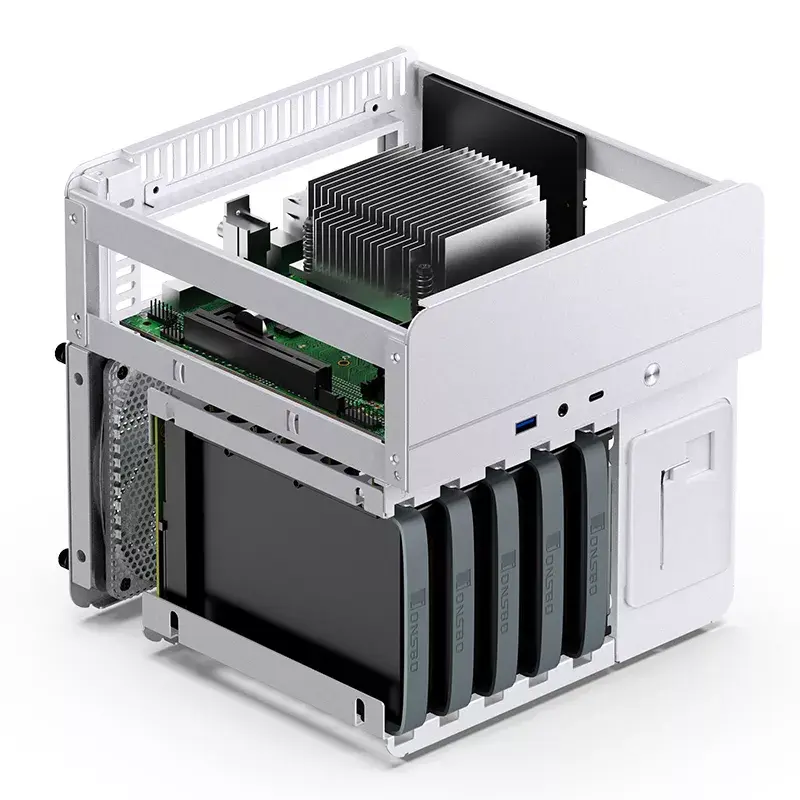 Jonsbo N2 Mini-ITX NAS-Gehäuse, Würfel, Aluminium/Stahl, weiß