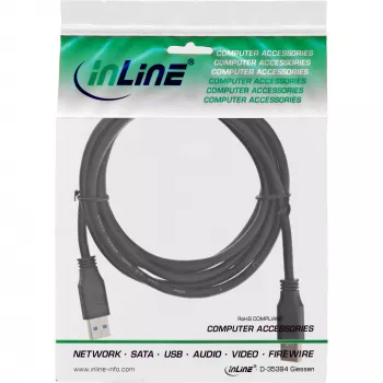 InLine USB 3.2 Gen.1 Kabel Typ A Stecker / A Stecker, schwarz, 0,3 m