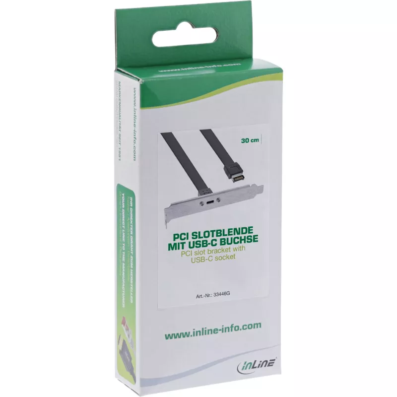 InLine PCI-Slot-Blende, USB-C auf USB 3.2 Frontblende Key-A intern, 0,5 m