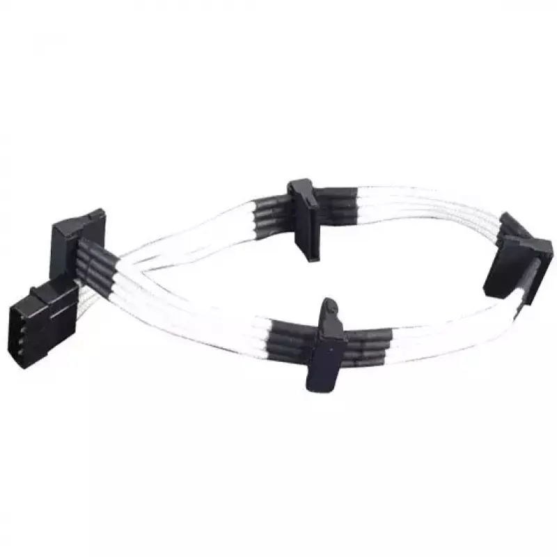 SilverStone SST-PP07-BTSW 4-Pin-Molex auf 4x SATA Strom Verlängerungskabel, 0,3 m, weiß