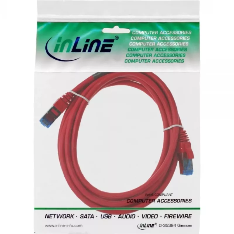 InLine Patch Kabel S/FTP PiMF Cat.6A halogen free 500MHz red 2m
