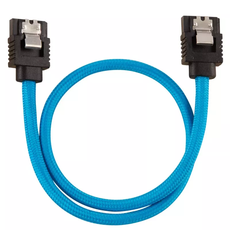 Corsair CC-8900251 Premium Sleeved SATA-Kabel, 0,3 m, (2 Stück), blau