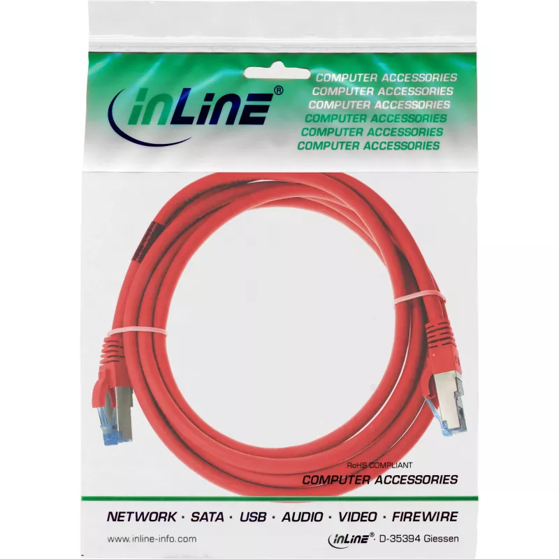 InLine Patchkabel S/FTP PiMF Cat.6A halogenfrei 500MHz rot 1,5m