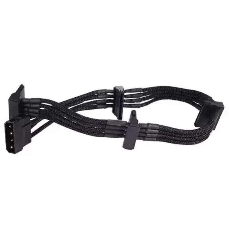 SilverStone SST-PP07-BTSB 4-Pol-Molex auf 4x SATA Verlängerung, 300 mm, schwarz