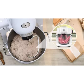 Bosch Serie 6 MUMS6EW22 Küchenmaschine, 1600 W, Patisserie-Set, Mixaufsatz, weiß/Edelstahl