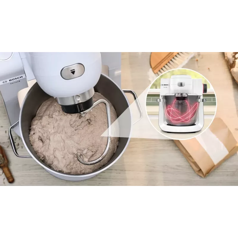 Bosch Serie 6 MUMS6EW22 Küchenmaschine, 1600 W, Patisserie-Set, Mixaufsatz, weiß/Edelstahl