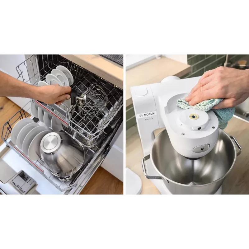 Bosch Serie 6 MUMS6EW22 Küchenmaschine, 1600 W, Patisserie-Set, Mixaufsatz, weiß/Edelstahl