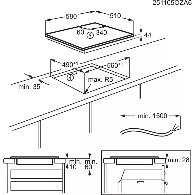 Electrolux Serie 700 EIS62453IZ Schwarz Einbau 60 cm Zonen-Induktionskochfeld 4 Zone(n)