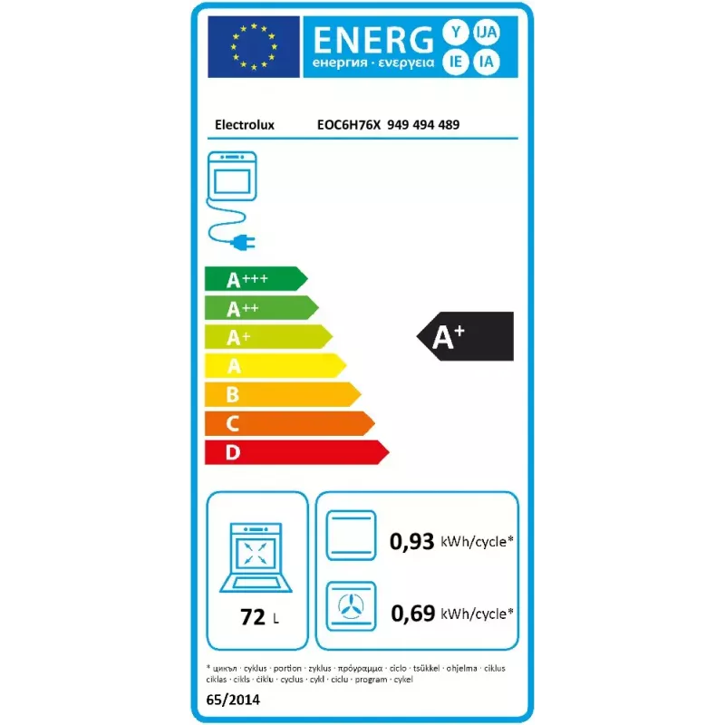 Einbau-Elektrobackofen Electrolux EOC6H76X — 72 L, Umluft, Grill, Dampf, Digitaltimer