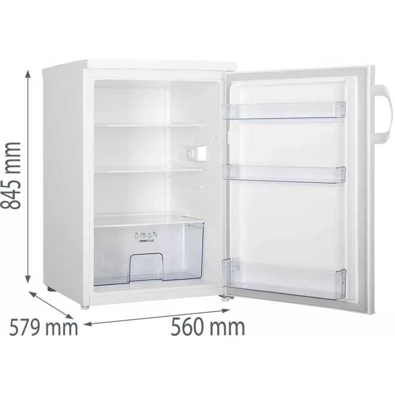 Freistehender Kühlschrank Gorenje R492PW — 133 L, weiß, wechselbarer Türanschlag, LED-Beleuchtung, Drehregler