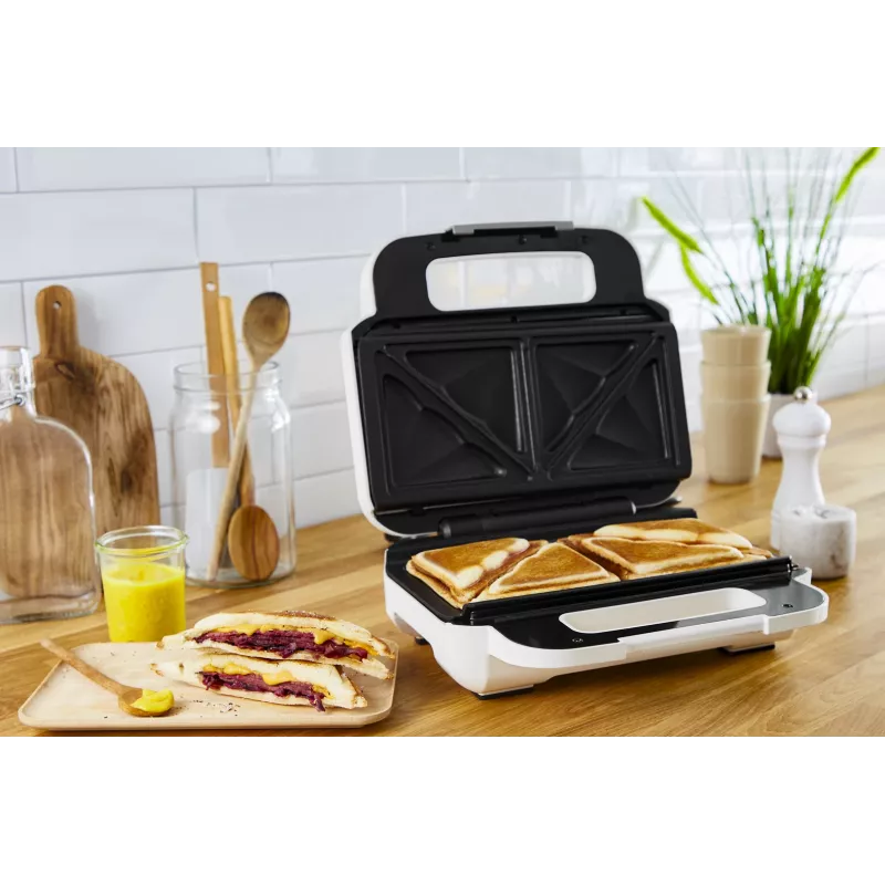 Tefal Snack XL SW701110 Sandwichmaker, 850 W, Weiß/Edelstahl