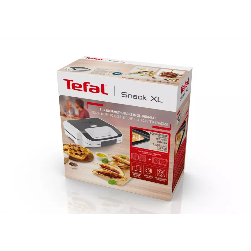 Tefal Snack XL SW701110 Sandwichmaker, 850 W, Weiß/Edelstahl
