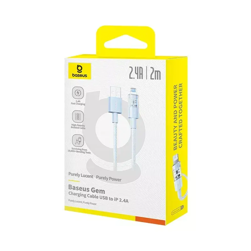 USB-Kabel Baseus Gem P10373003311-01 — 2 m, 2,4 A, Lightning auf USB-A, Nylonummantelung, blau