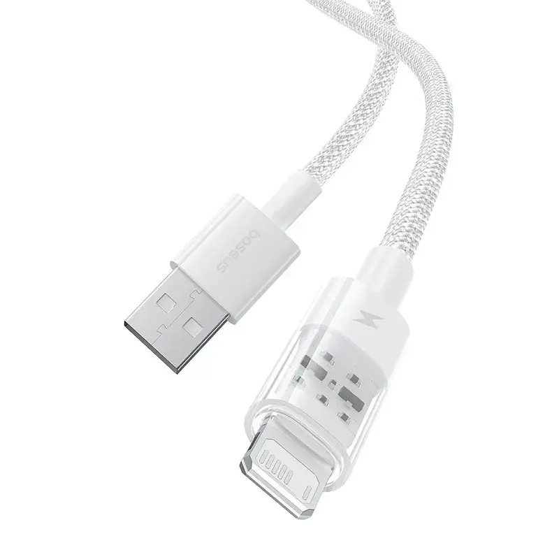 USB-Ladekabel Baseus Gem P10373003211-00, 1 m, 2,4 A, Lightning/USB-A, Weiß, Nylonummantelung