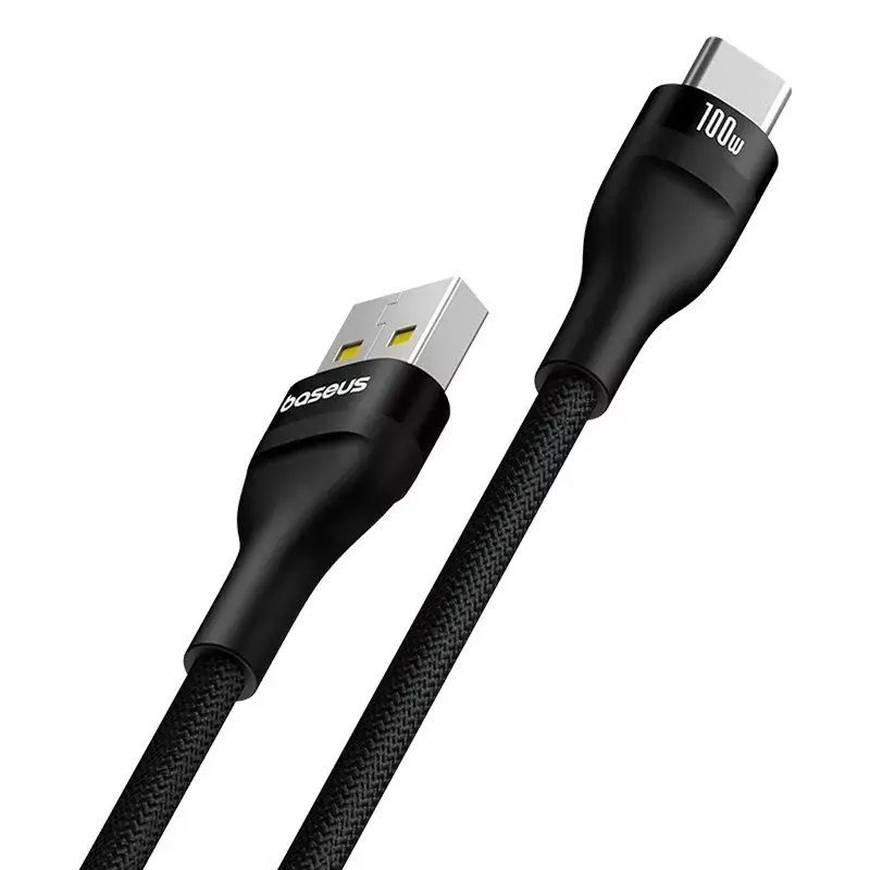 USB-A-auf-USB-C-Kabel Baseus Flash 2 1m 100W Schwarz, USB PD, 480 Mbit/s, Nylon