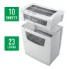 Leitz IQ Home Office P4 Aktenvernichter, Partikelschnitt, 22 cm, 4 x 28 mm, 10 Blatt, 23 l, weiß